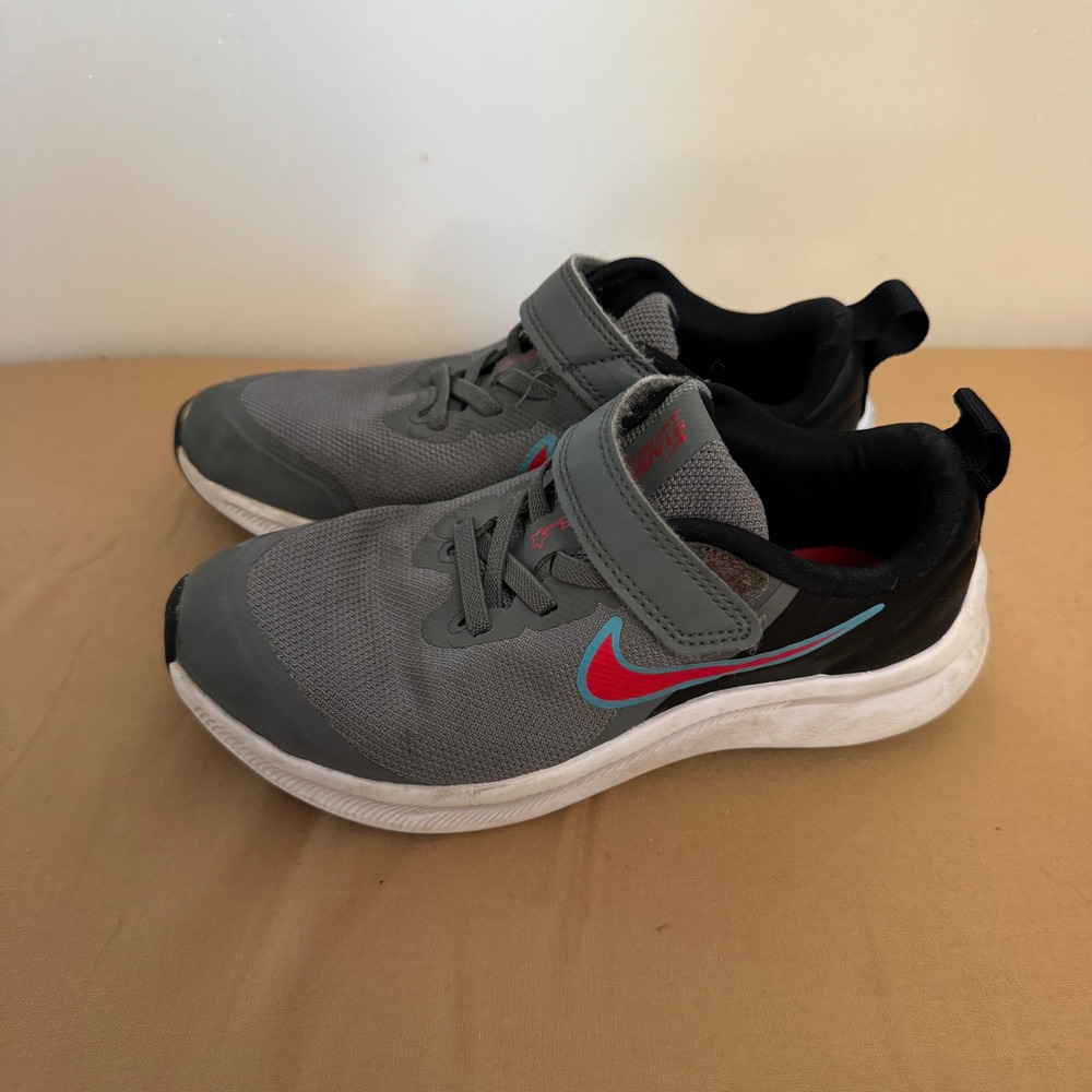 Nike Downshifter 13C Toddler Running Shoes Gray Red Black Hook and Loop‎ - Picture 2 of 7